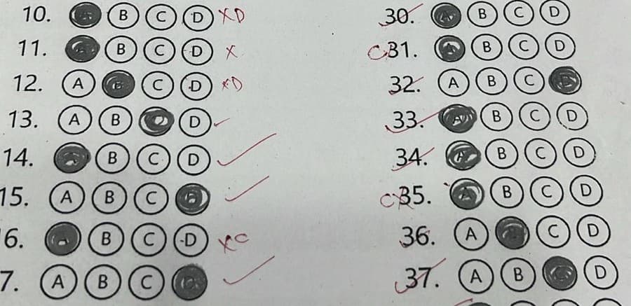 Example of a omr sheet answers evaluation