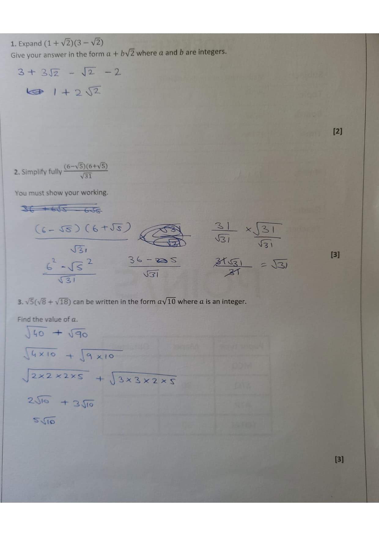 Question Paper with Answers (QPA) demo 1